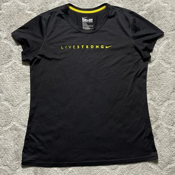 Nike Dri-Fit Livestrong Regular Fit Short Sleeve Top Shirt Size XL Black - Picture 3 of 7